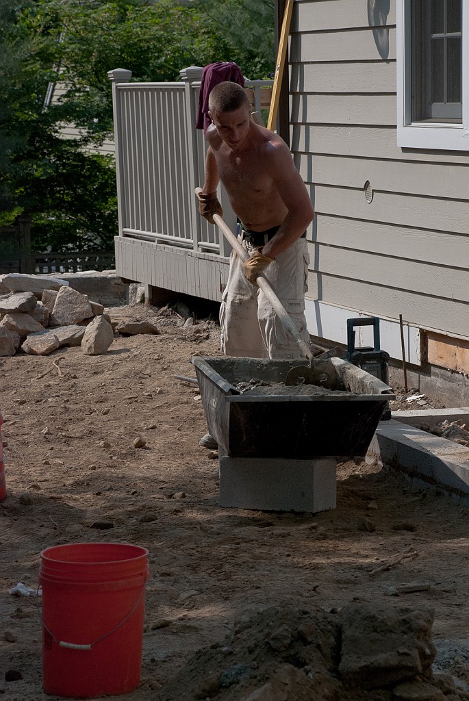 DSC_8598.jpg - Austin is warming up by mixing concrete.  (Ha- it's 96 degrees today.)