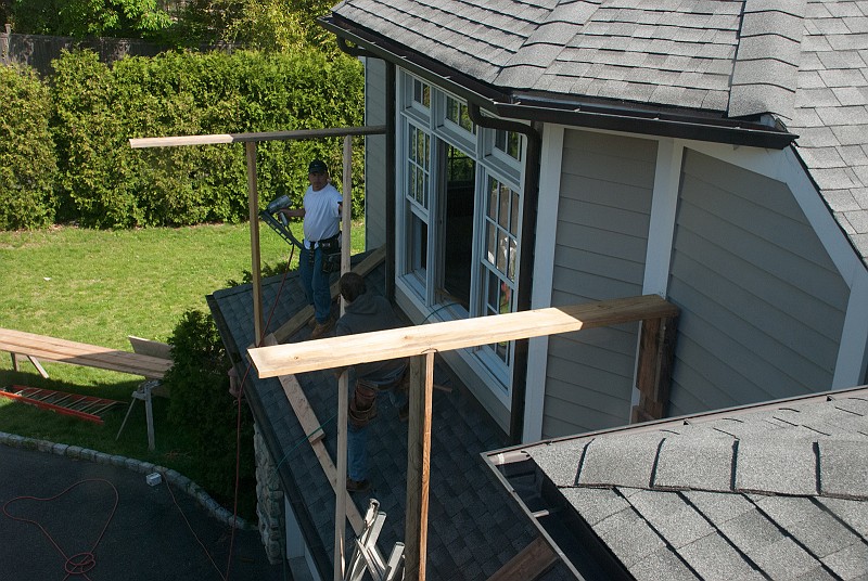 DSC_9385.jpg - A scaffold is constructed for the exterior work.