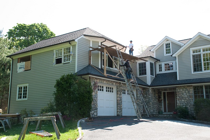 DSC_9388.jpg - A scaffold is constructed for the exterior work.
